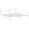 Cadre de lit métal sans matelas et pied de lit blanc 193x203 cm 