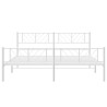 Cadre de lit métal sans matelas et pied de lit blanc 193x203 cm 