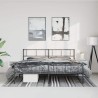 Cadre de lit métal sans matelas avec pied de lit noir 193x203cm 