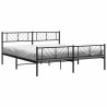 Cadre de lit métal sans matelas avec pied de lit noir 193x203cm 