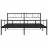 Cadre de lit métal sans matelas avec pied de lit noir 193x203cm 