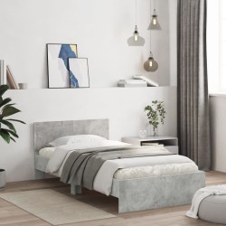 Cadre de lit sans matelas avec tête de lit gris béton 100x200cm 