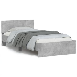 Cadre de lit sans matelas avec tête de lit gris béton 100x200cm 