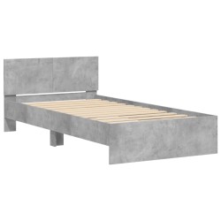 Cadre de lit sans matelas avec tête de lit gris béton 100x200cm 