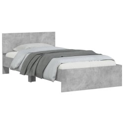 Cadre de lit sans matelas avec tête de lit gris béton 100x200cm 