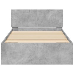 Cadre de lit sans matelas avec tête de lit gris béton 100x200cm 