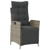 Chaise inclinable de jardin et repose-pied gris résine tressée 