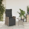 Chaise inclinable de jardin et repose-pied gris résine tressée 