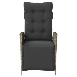 Chaise inclinable de jardin et repose-pied gris résine tressée 
