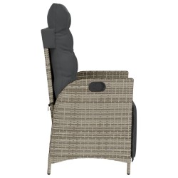 Chaise inclinable de jardin et repose-pied gris résine tressée 