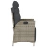 Chaise inclinable de jardin et repose-pied gris résine tressée 
