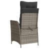 Chaise inclinable de jardin et repose-pied gris résine tressée 