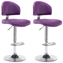 Tabourets de bar lot de 2 violet similicuir 