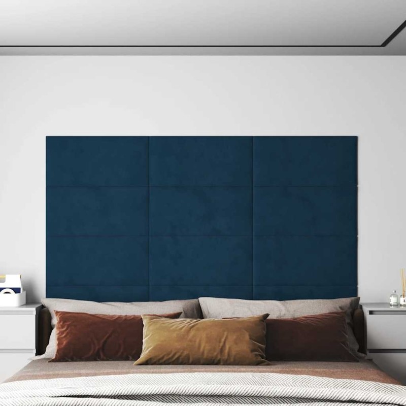 Panneaux muraux 12 pcs Bleu 60x30 cm Velours 2,16 m² 