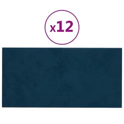 Panneaux muraux 12 pcs Bleu 60x30 cm Velours 2,16 m² 