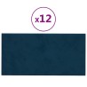 Panneaux muraux 12 pcs Bleu 60x30 cm Velours 2,16 m² 