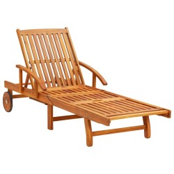 Chaises longues lot de 2 avec coussins Bois d'acacia solide 