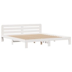 Lit bibliothèque sans matelas blanc 180x200 cm bois pin massif 