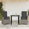 Ensemble à manger de jardin 3 pcs coussins gris résine tressée 
