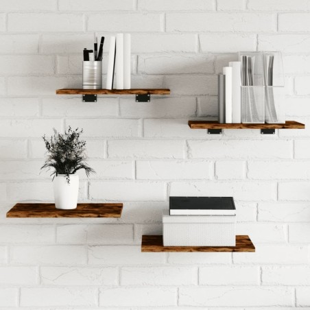 Étagères murales 4 pcs chêne fumé 40x30x1,5cm bois d'ingénierie 