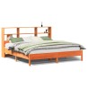 Lit bibliothèque sans matelas cire marron 200x200 cm pin massif 