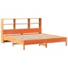 Lit bibliothèque sans matelas cire marron 200x200 cm pin massif 