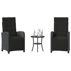 Ensemble de bistro 3 pcs avec coussins noir résine tressée 