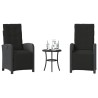Ensemble de bistro 3 pcs avec coussins noir résine tressée 