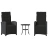 Ensemble de bistro 3 pcs avec coussins noir résine tressée 