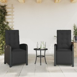Ensemble de bistro 3 pcs avec coussins noir résine tressée 