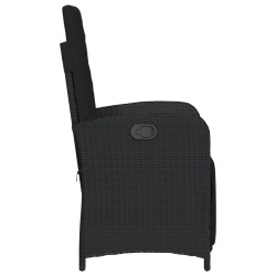 Ensemble de bistro 3 pcs avec coussins noir résine tressée 