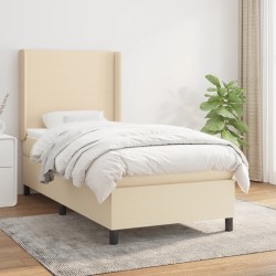 Sommier à lattes de lit et matelas Crème 90x190 cm Tissu 