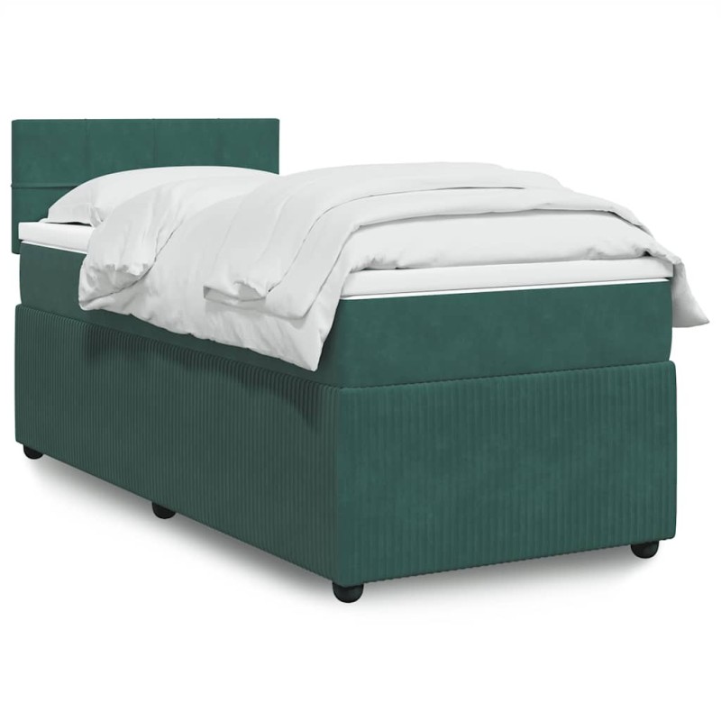Sommier à lattes de lit avec matelas Vert foncé 90x190 cm 