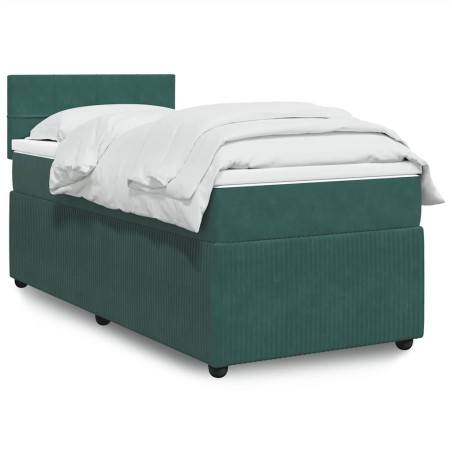 Sommier à lattes de lit avec matelas Vert foncé 90x190 cm 