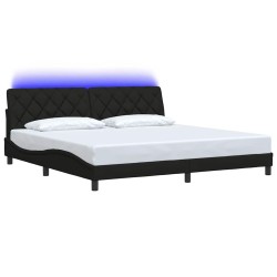 Cadre de lit avec LED sans matelas noir 200x200 cm tissu 