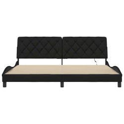 Cadre de lit avec LED sans matelas noir 200x200 cm tissu 