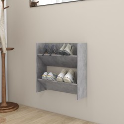 Armoire à chaussures murale Gris béton 60x18x60 cm Aggloméré 