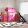 Lit superposé sans matelas avec toboggan et rideaux 90x200 cm 