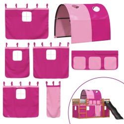 Lit superposé sans matelas avec toboggan et rideaux 90x200 cm 