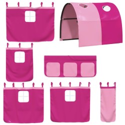 Lit superposé sans matelas avec toboggan et rideaux 90x200 cm 