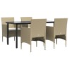 Ensemble à manger de jardin coussins 5 pcs Beige/noir 