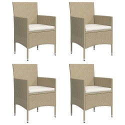 Ensemble à manger de jardin coussins 5 pcs Beige/noir 