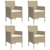 Ensemble à manger de jardin coussins 5 pcs Beige/noir 