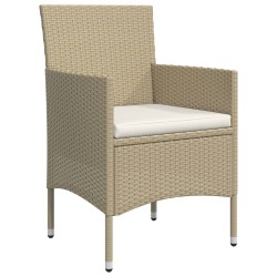 Ensemble à manger de jardin coussins 5 pcs Beige/noir 