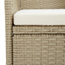 Ensemble à manger de jardin coussins 5 pcs Beige/noir 