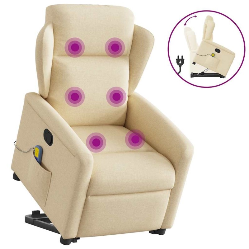 Fauteuil inclinable de massage Crème Tissu 