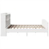 Lit bibliothèque sans matelas blanc 200x200 cm bois pin massif 