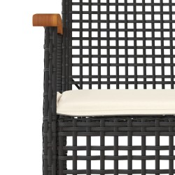 Ensemble à manger de jardin coussins 5pcs Noir Résine tressée 