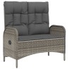 Ensemble à manger jardin et coussins 2 pcs gris rotin 