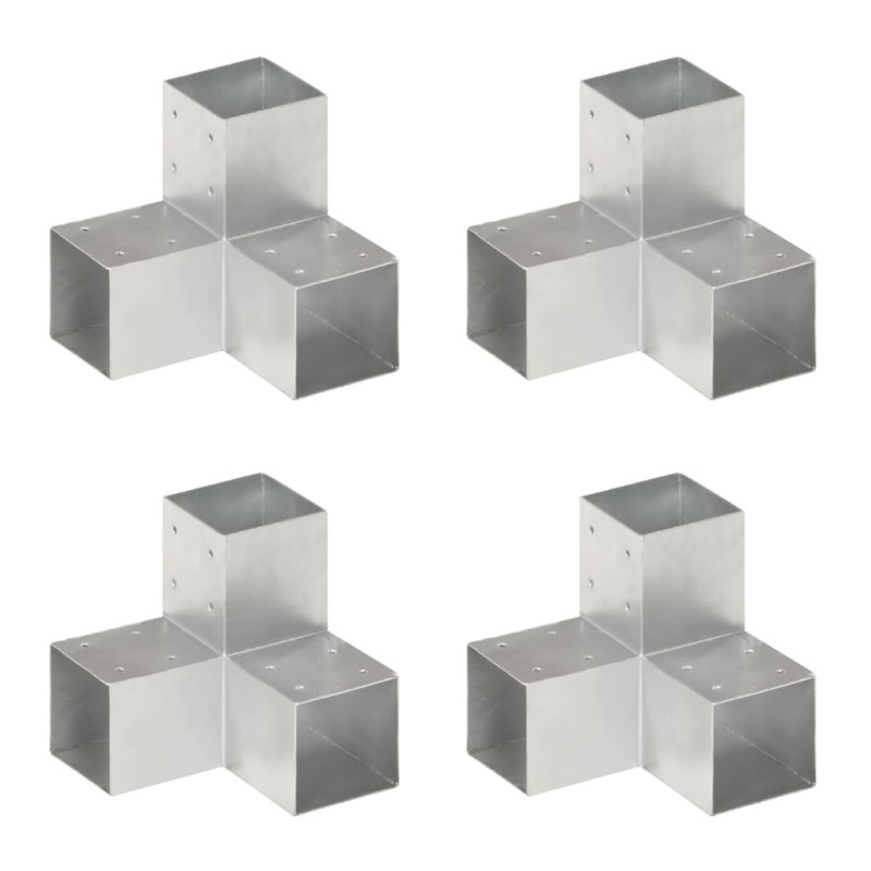 Connecteurs de poteau 4 pcs Forme en Y Métal galvanisé 91x91 mm 